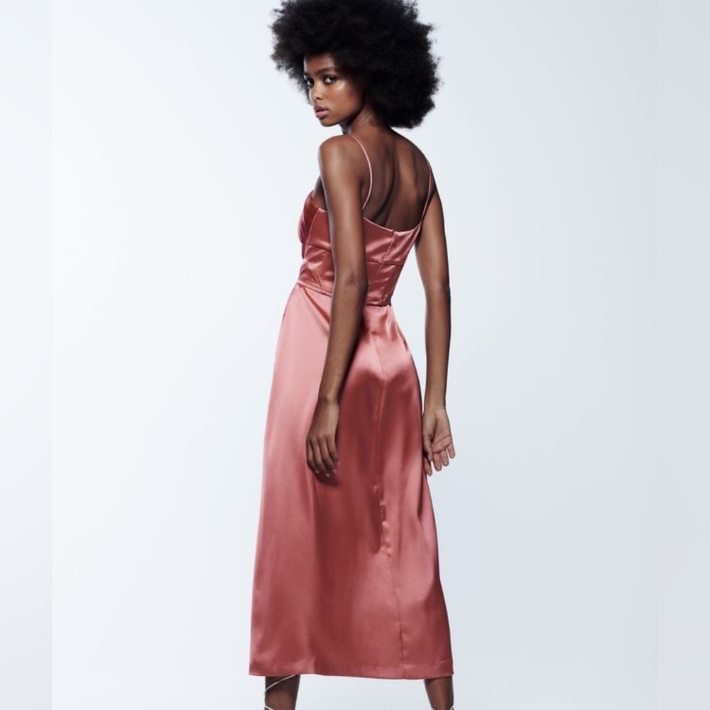 Zara corset cowl neck mauve dress - Picture 2 of 5